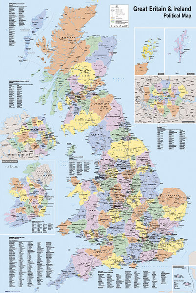 UK Map Political Poster Poster Print - Item # VARGBEGN0147