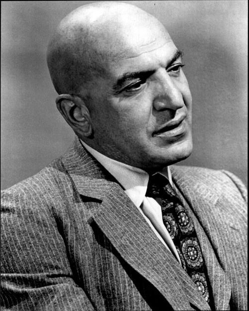 Telly Savalas In Striped Suit Black And White Photo Print - Item # MVM56495