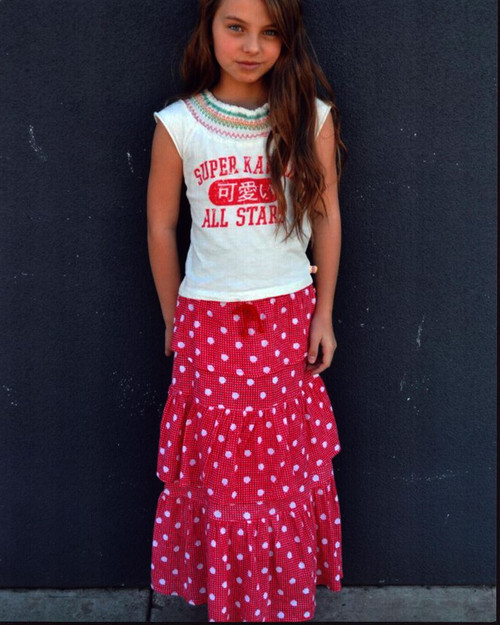 Caitlin Carmichael In White Top And Pink Polka Dot Skirt Photo Print - Item # MVM58764