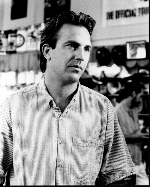 Kevin Costner In Striped Shirt Black And White Photo Print