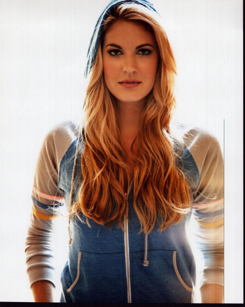 Stephanie Leigh Schlund In Blue And White Hoodie Photo Print - Item # MVM55265