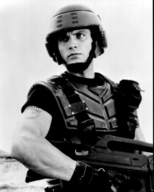 Casper Van Dien In Armor With Gun In Starship Troopers Black And White Photo Print - Item # MVM59956
