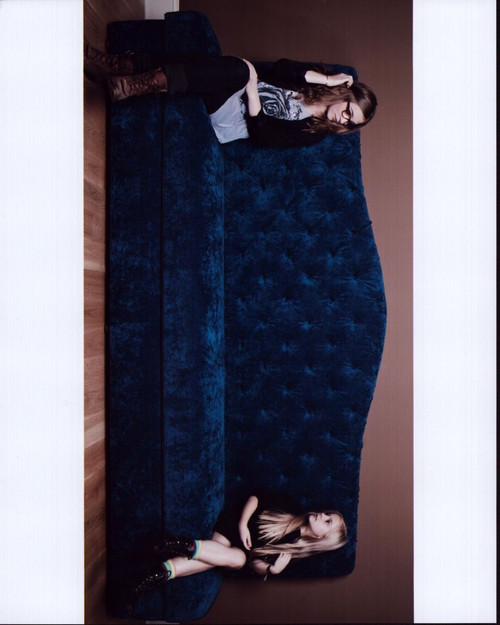 Lennon Stella And Maisy Stella On Velvet Couch Photo Print - Item # MVM56755