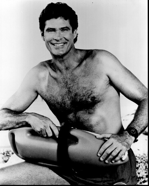 David Hasselhoff Smiling With Lifeguard Float For Baywatch Black And White Photo Print