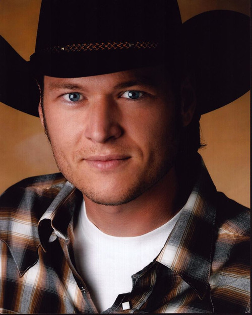 Blake Shelton Close Up In Plaid Top And Black Cowboy Hat Photo Print - Item # MVM57903