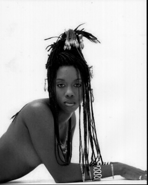 Durga Mcbroom Topless Laying On Floor Black And White Photo Print