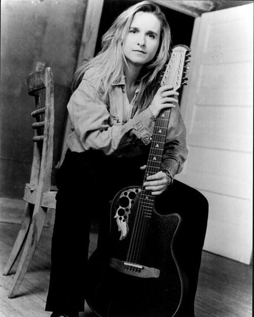 Melissa Etheridge Sitting With Guitar Black And White Photo Print