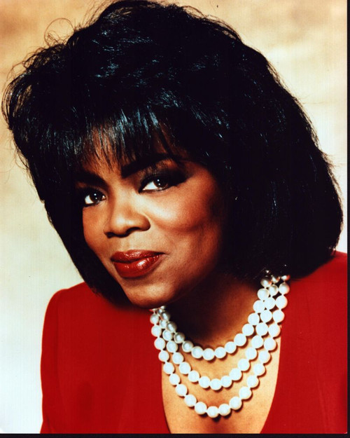 Oprah Headshot In Red Top With Pearl Necklaces Photo Print - Item # MVM55868