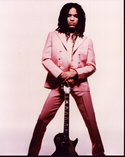 Lenny Kravitz In Pink Suit With Guitar Photo Print