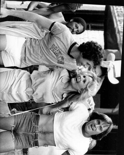 Steve Guttenberg, Valerie Perrine And Caitlyn Jenner In Can'T Stop The Music Black And White Photo Print - Item # MVM57767