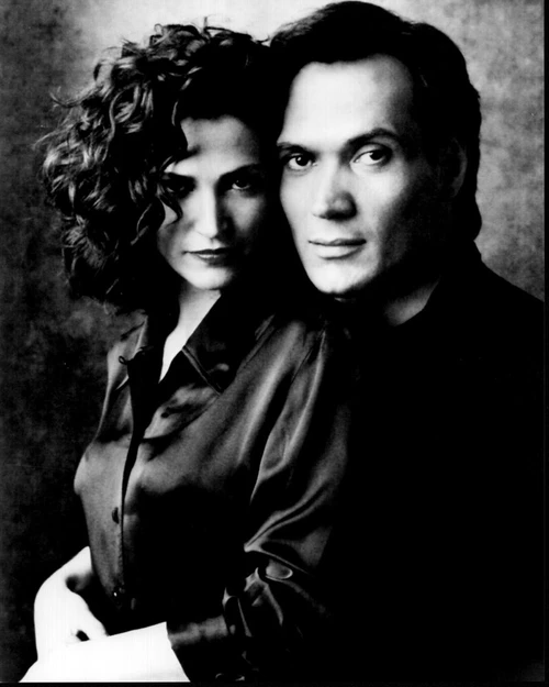 Kim Delaney And Jimmy Smits Posed For Nypd Blue Black And White Photo Print