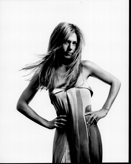 Jennifer Aniston In Dress With Hands On Hips Black And White Photo Print - Item # MVM56619