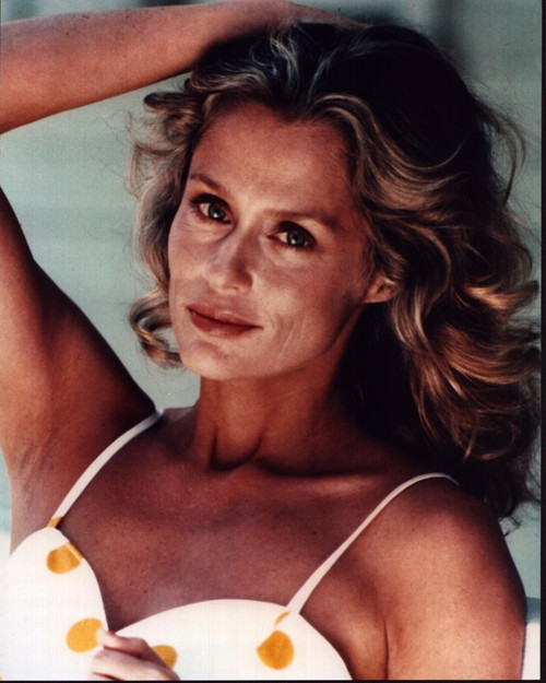 Lauren Hutton In White And Yellow Polka Dot Dress With In Hair Photo Print - Item # MVM55669