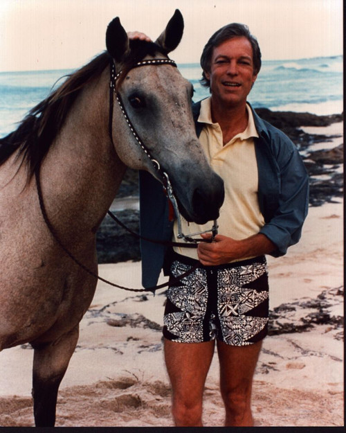 Richard Chamberlain On Beach With Horse Photo Print - Item # MVM57559