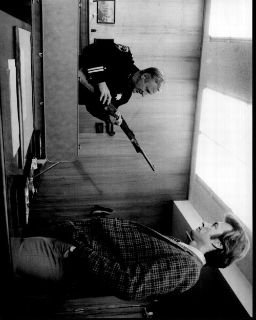 John Larch With Gun And Clint Eastwood In Dirty Harry Black And White Photo Print - Item # MVM59449