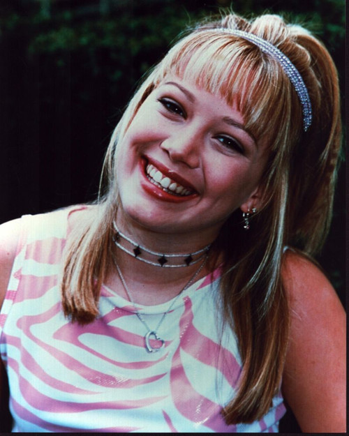 Hilary Duff In Pink And White Top With Necklaces Photo Print