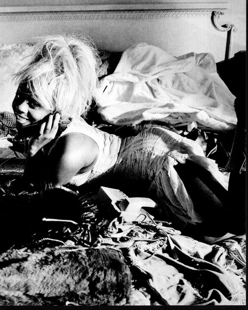 Lil� Kim Laying On Bed With Phone Black And White Photo Print - Item # MVM57452