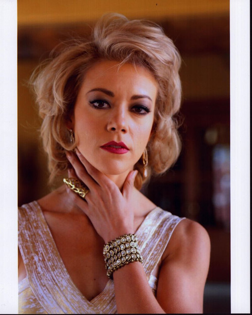 Fernanda Castillo In Gold With Hand On Neck Photo Print