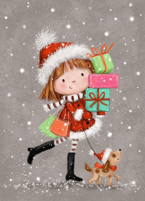 Shopping Christmas Girl 1 Poster Print - MAKIKO