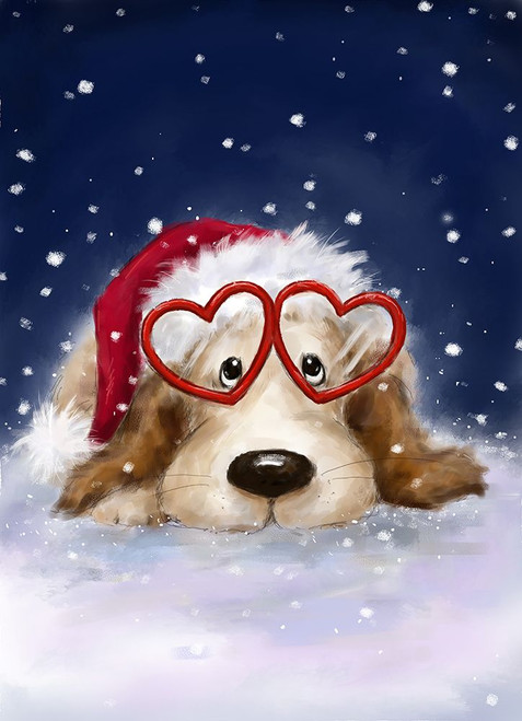 Dog with Santas Hat Poster Print - MAKIKO