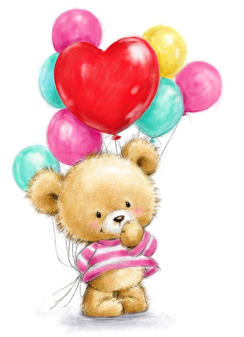 Bear with Balloons Poster Print - MAKIKO