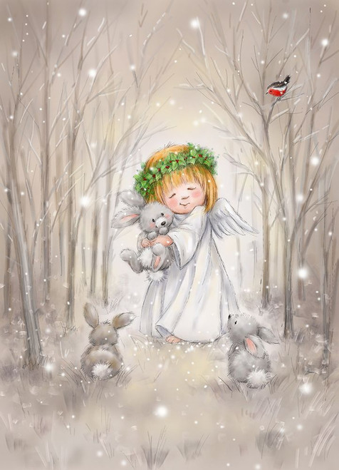 Angel with Rabbit Poster Print - MAKIKO