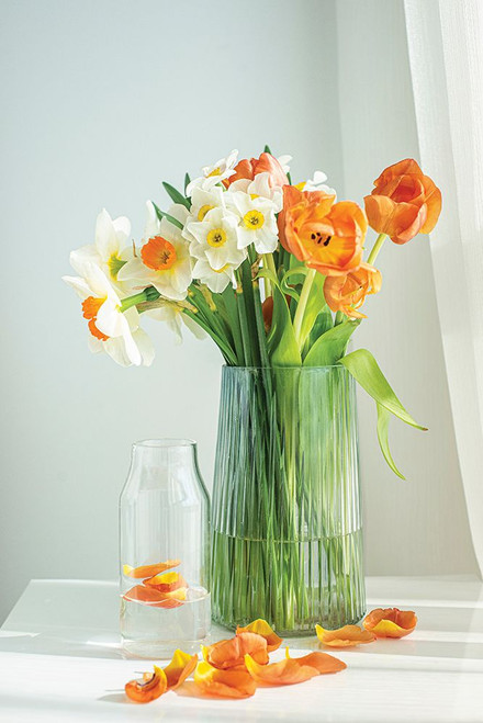 Orange and White Flowers in Vase Poster Print - Incado