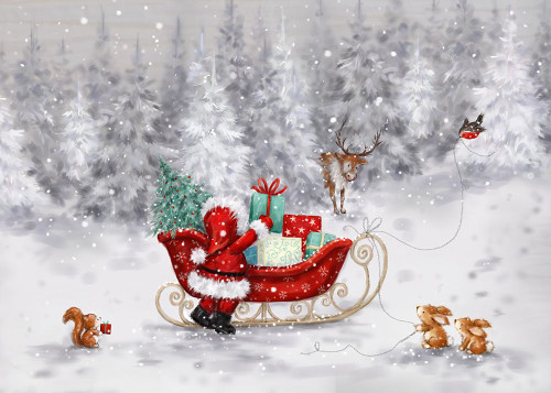 Santa s Sleigh Poster Print - MAKIKO