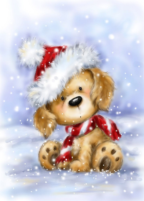 Dog With Santas Hat 1 Poster Print - MAKIKO