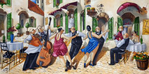 Dancing at Cafe da Vinci Poster Print - Ronald West
