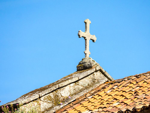 Cross on the top of the old Santiago Cathedral Poster Print - Julie Eggers