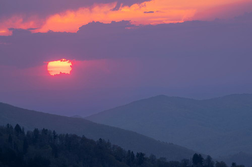 Sunset from Morton Overlook-Great Smoky Mountains NP-NC Poster Print - Adam Jones