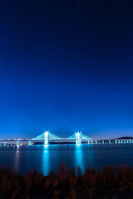 USA-New York-Tarrytown Stars over the Hudson River and the Gov Mario Cuomo