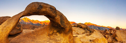 USA-California-Sierra Nevada Mountains Panoramic with Mobius Arch in Alabama Hills Poster Print - Gallery Jaynes