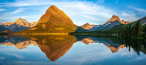 USA-Montana-Glacier National Park Sunrise panoramic of lake and mountain Poster Print - Gallery Jaynes