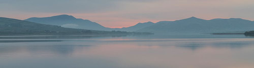 Ireland-Portmagee Bay Panoramic of sunrise on ocean and mountains Poster Print - Gallery Jaynes