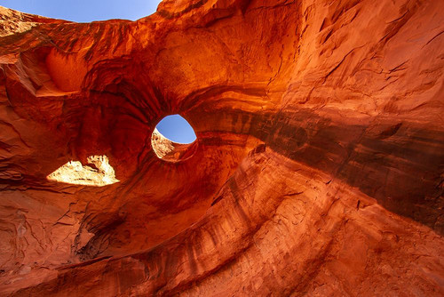 USA-Arizona-Monument Valley Navajo Tribal Park Big Hogan Arch and hole in rock Poster Print - Gallery Jaynes