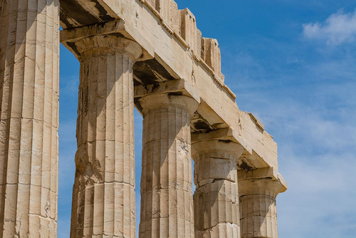 Close-up of the remaining columns and ruins at the Parthenon-Acropolis Athens-Greece Poster Print - Sergio Pitamitz