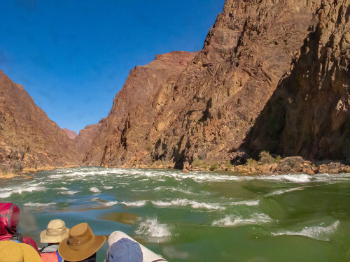 USA-Arizona-Grand Canyon National Park Approaching rapids in raft on Colorado River Poster Print - Gallery Jaynes