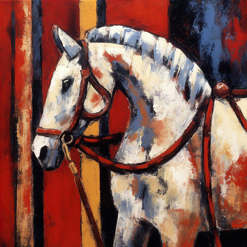 White Horse Painting Poster Print - Inhouse Artist Tradelink