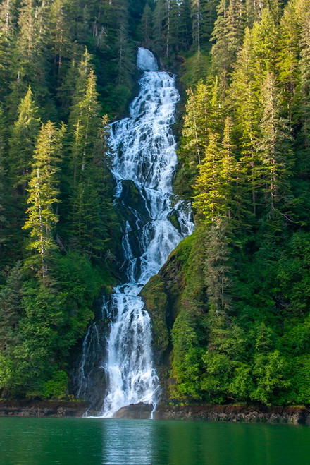 USA-Alaska-Tongass National Forest Waterfall into Red Bluff Bay Poster Print - Gallery Jaynes