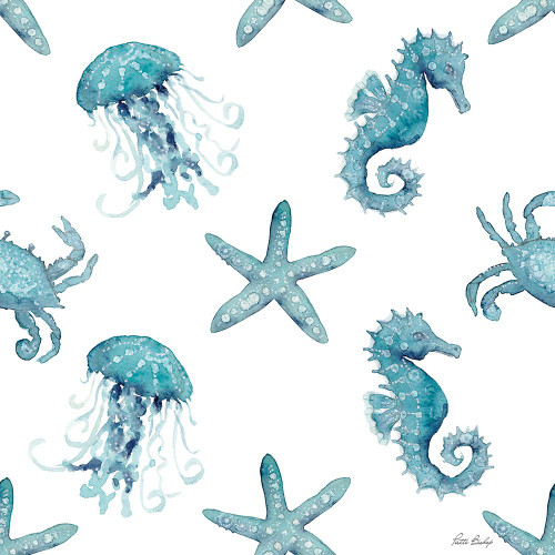 Teal Stafish Seahorse Pattern Poster Print - Patti Bishop