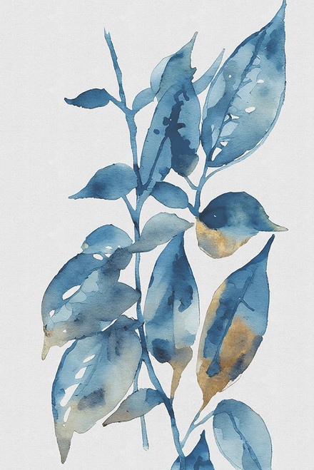 Blue Golden Leaves II Poster Print - Andrea Haase