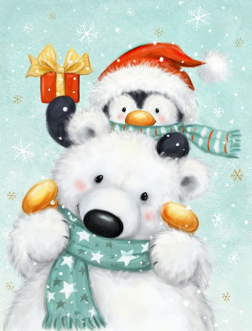 Polar bear and Penguin Poster Print - MAKIKO