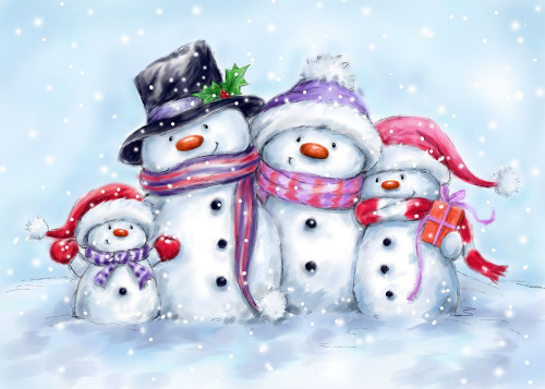 Snowman Family Poster Print - MAKIKO