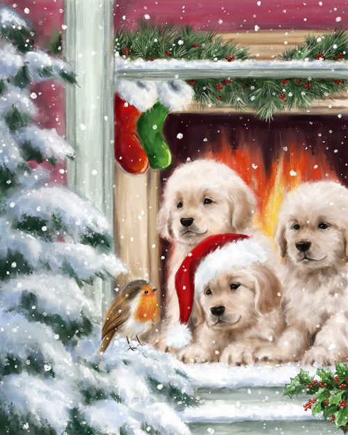 Dogs at Window Poster Print - MAKIKO