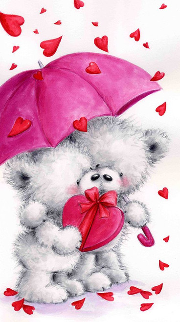 Valentine Grey Bears Poster Print - MAKIKO