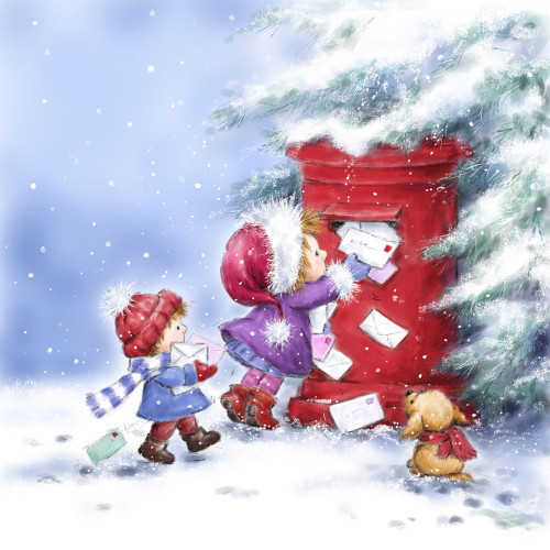 Little Girl and Boy with Letters Poster Print - MAKIKO Little Girl and Boy with Letters Poster Print - MAKIKO