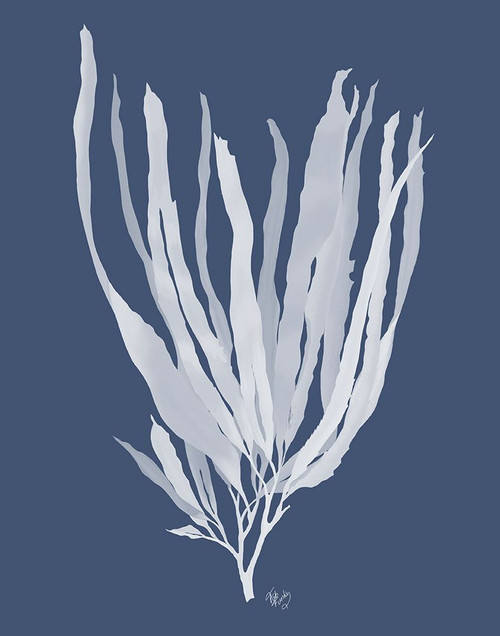 Seaweed 1 White on Indigo Blue Poster Print - Funky Fab