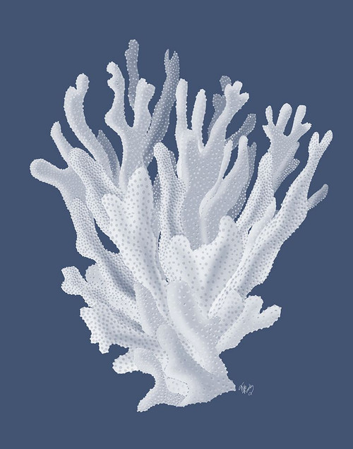 Coral 17 White on Indigo Blue Poster Print - Funky Fab